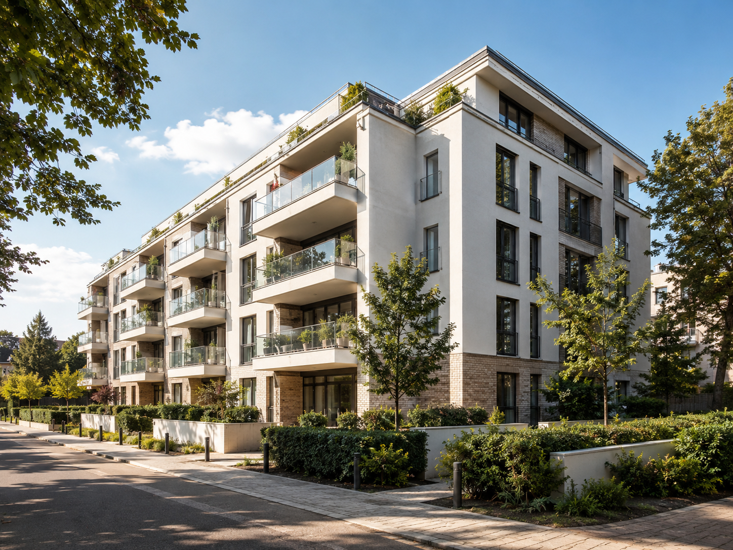 Moderne Wohnimmobilie mit gepflegtem Eingangsbereich und Außenanlagen